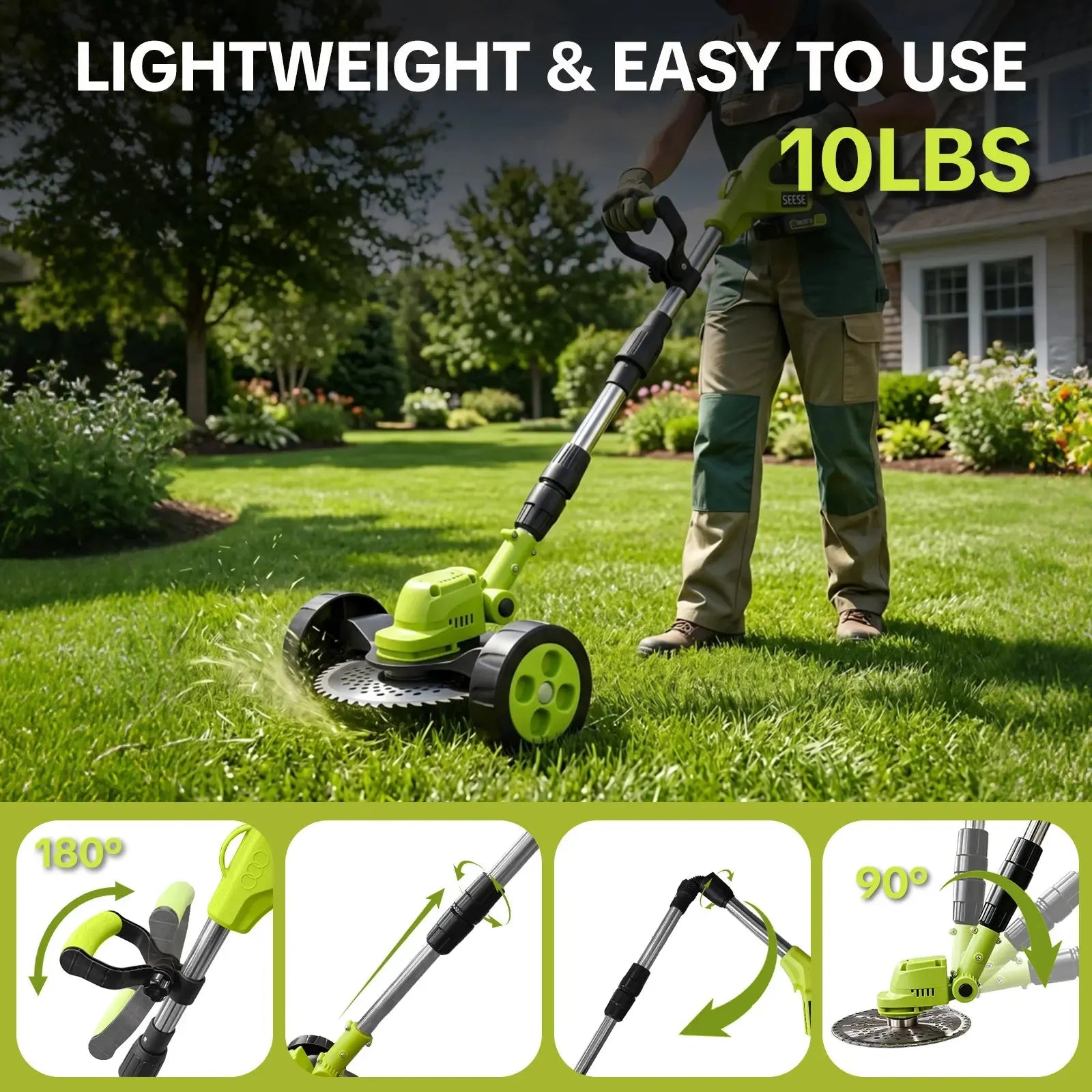 🌱✨ Limited Time 50% OFF✨ 3-in-1 Cordless Lawn Mower | Powerful Grass Trimmer & Edger for Small to Medium Gardens