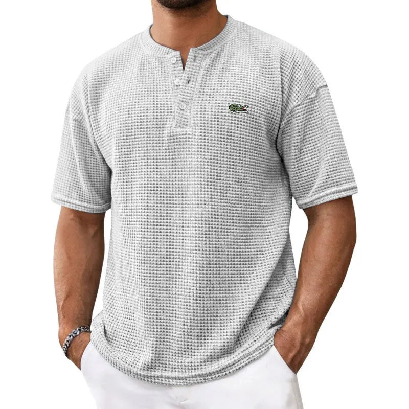 Men's Waffle-Knit Henley Short-Sleeve T-Shirt