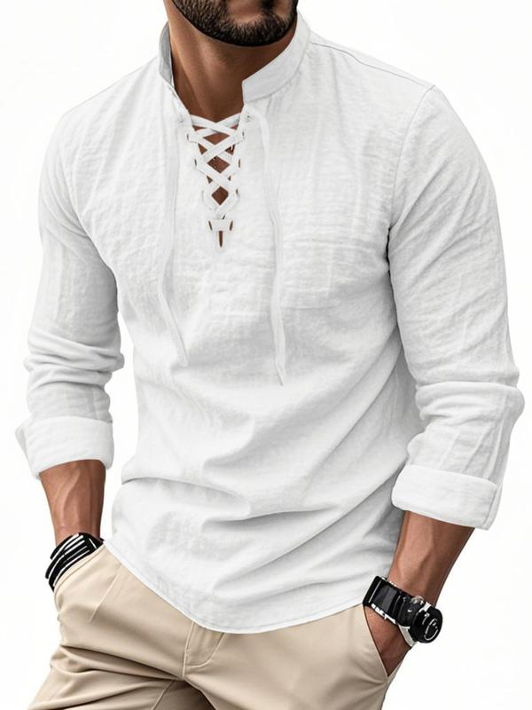 KZZ Men's Linen Casual Long Sleeve Polo Shirt, Stylish New Design