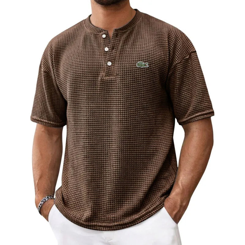 Men's Waffle-Knit Henley Short-Sleeve T-Shirt