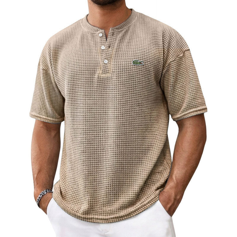 Men's Waffle-Knit Henley Short-Sleeve T-Shirt
