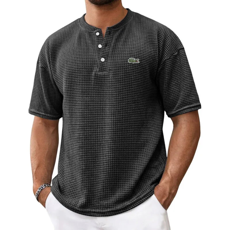 Men's Waffle-Knit Henley Short-Sleeve T-Shirt