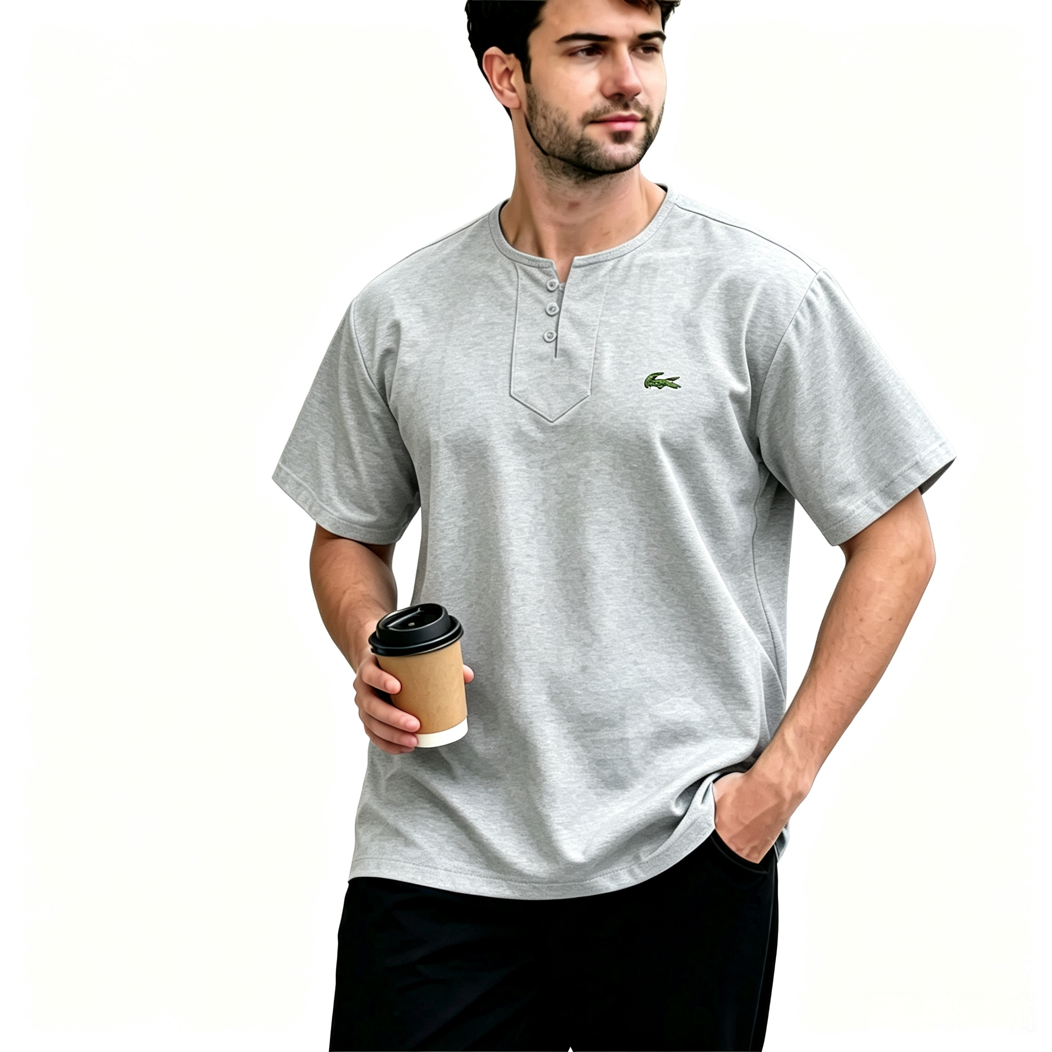 Everyday Henley Kurta Red Comfort Fit