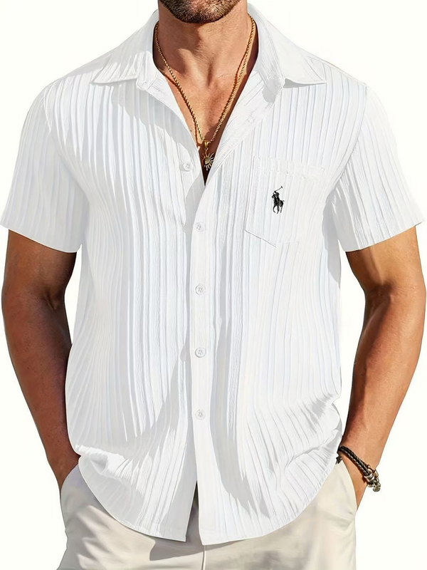 Textured Stripe Summer Button Shirt