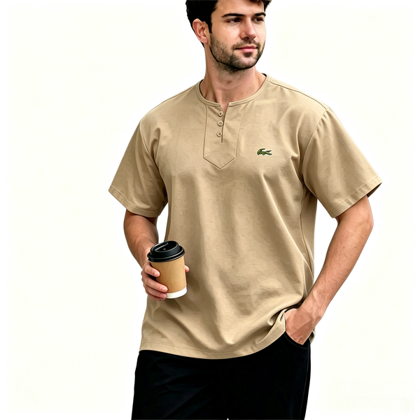 Everyday Henley Kurta Red Comfort Fit