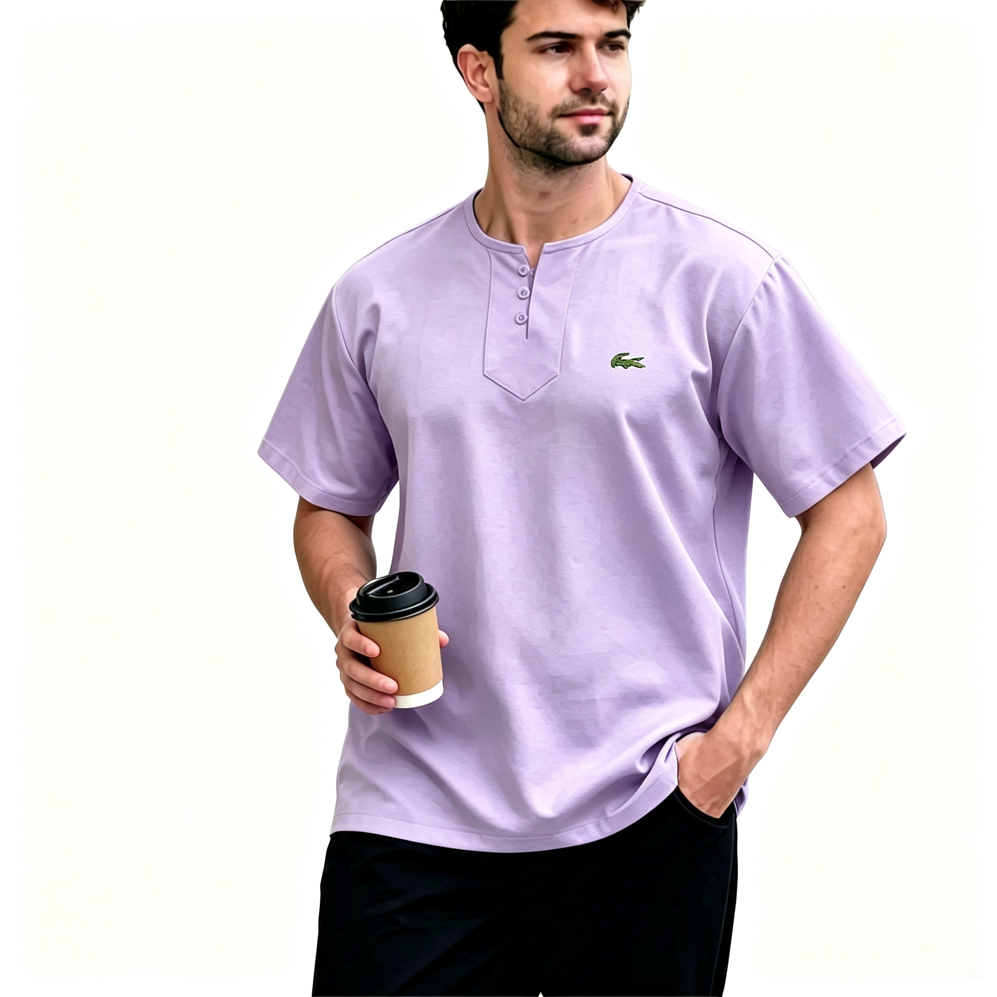 Everyday Henley Kurta Red Comfort Fit