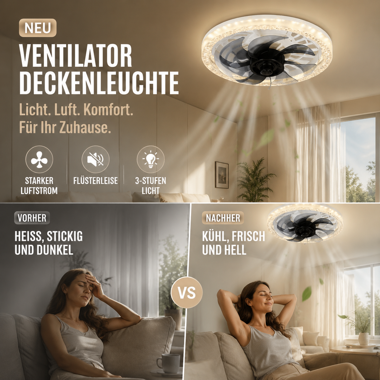 Quiet Remote Ceiling Fan Light
