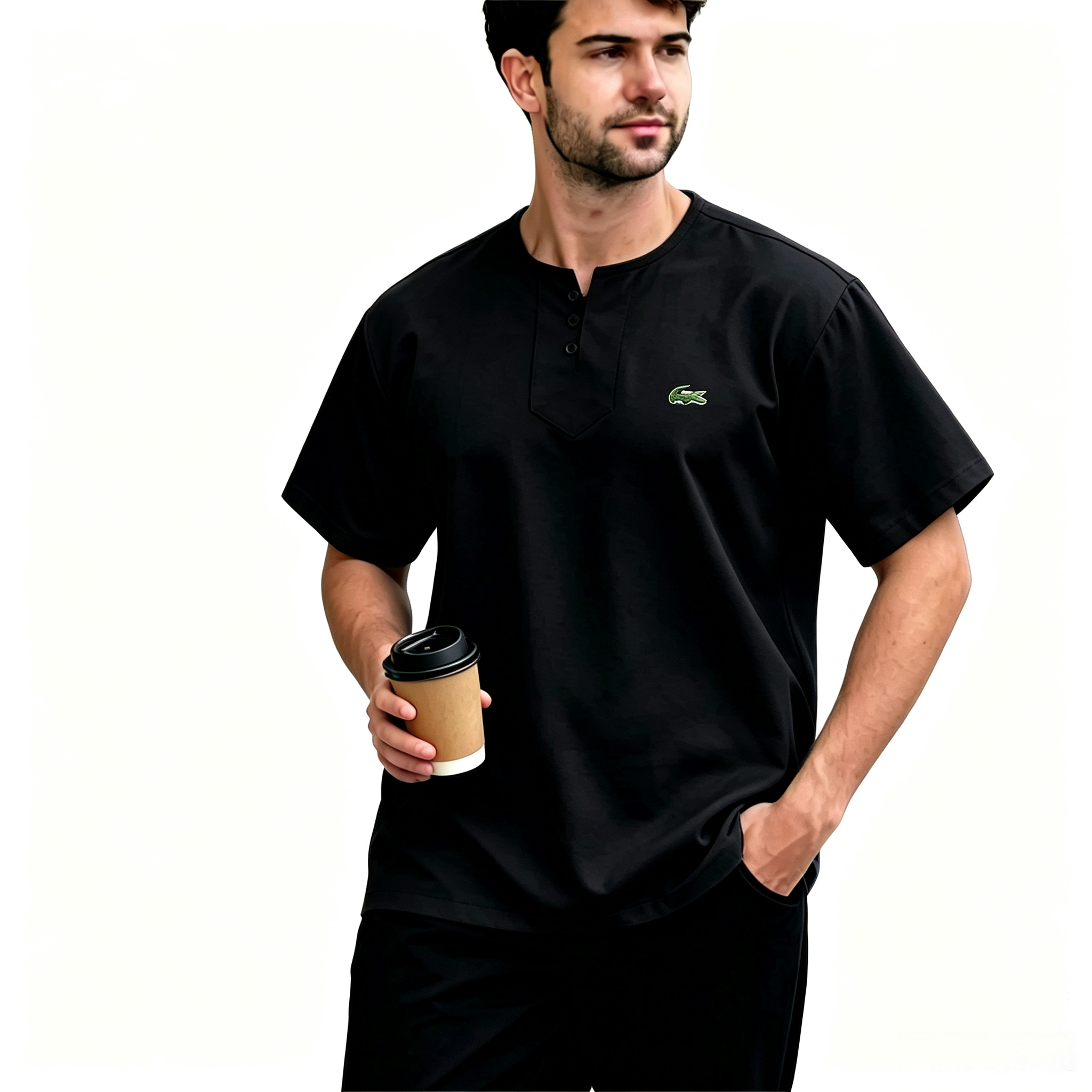 Everyday Henley Kurta Red Comfort Fit