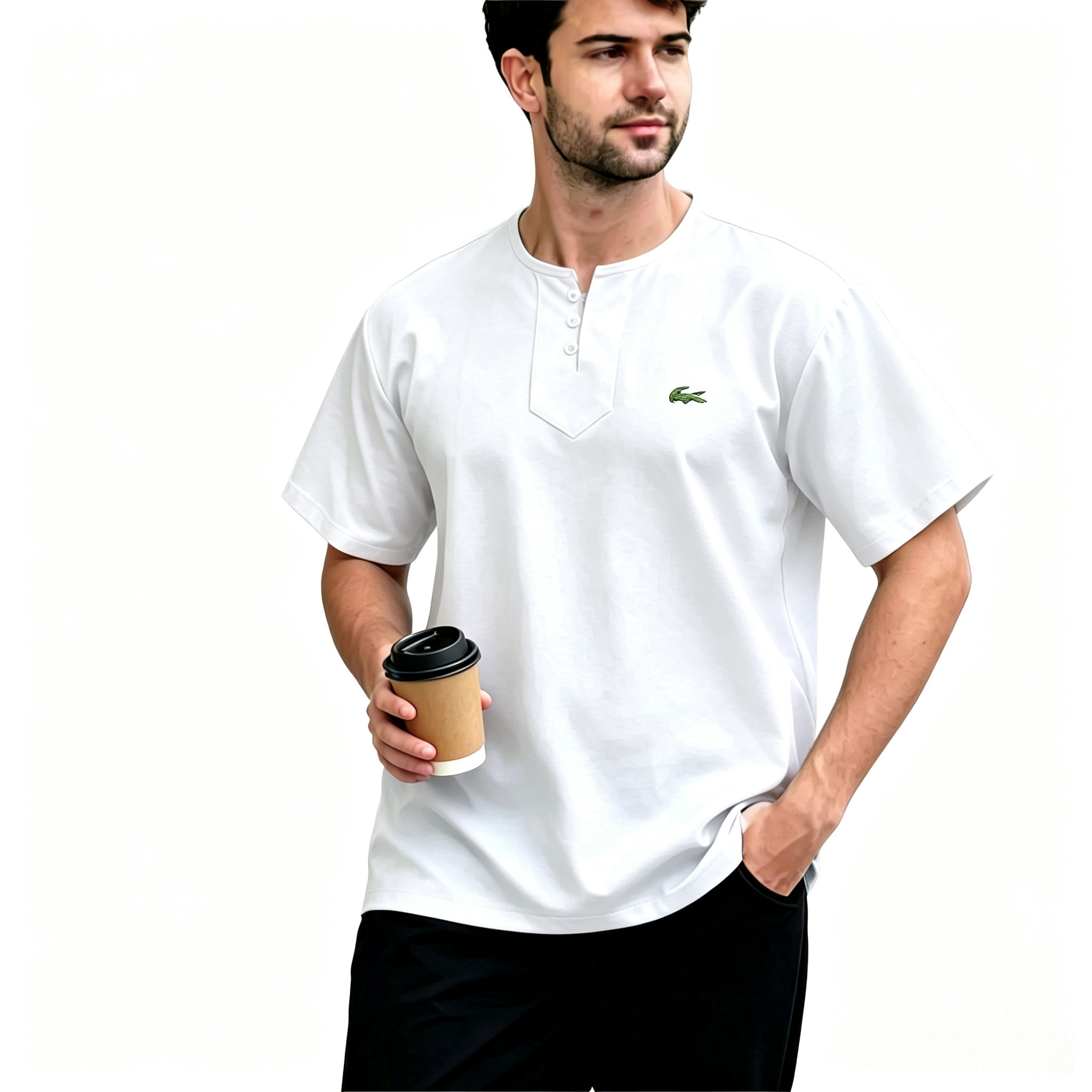 Everyday Henley Kurta Red Comfort Fit