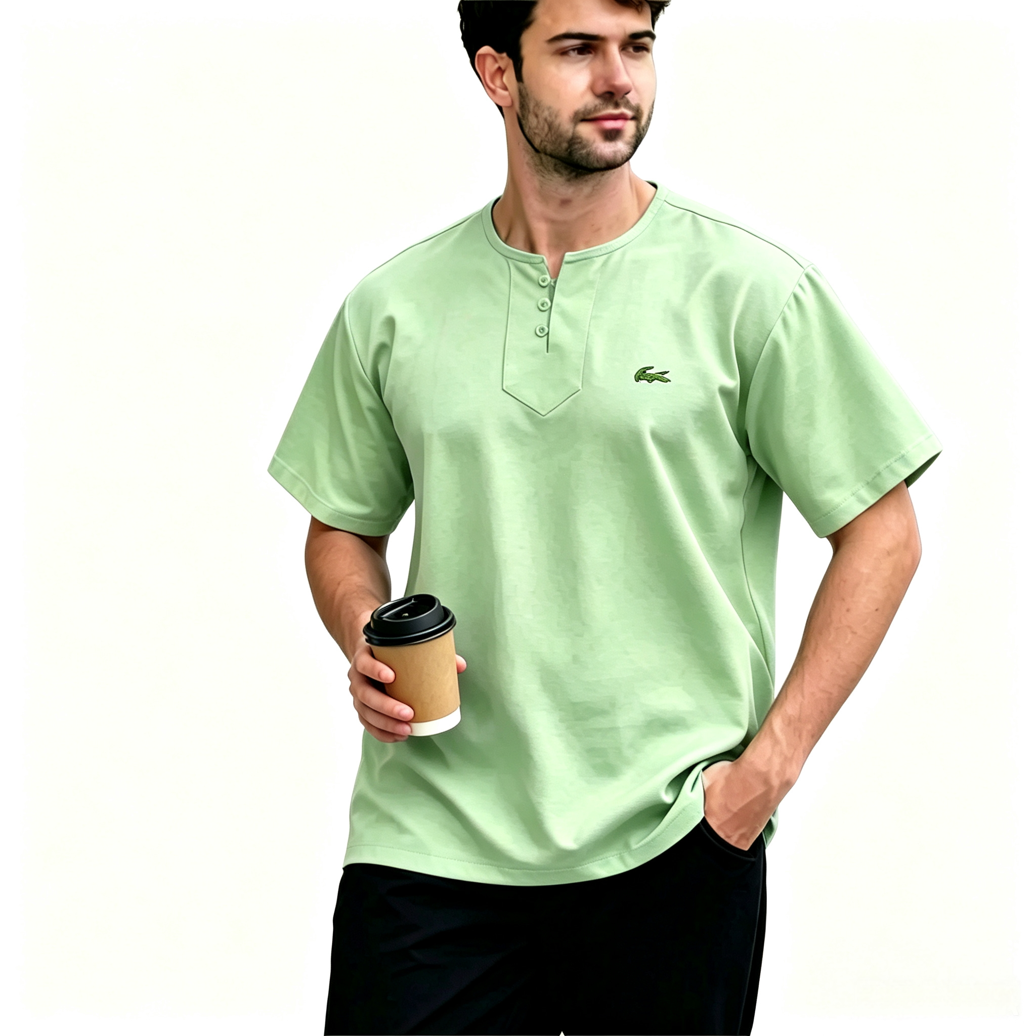 Everyday Henley Kurta Red Comfort Fit
