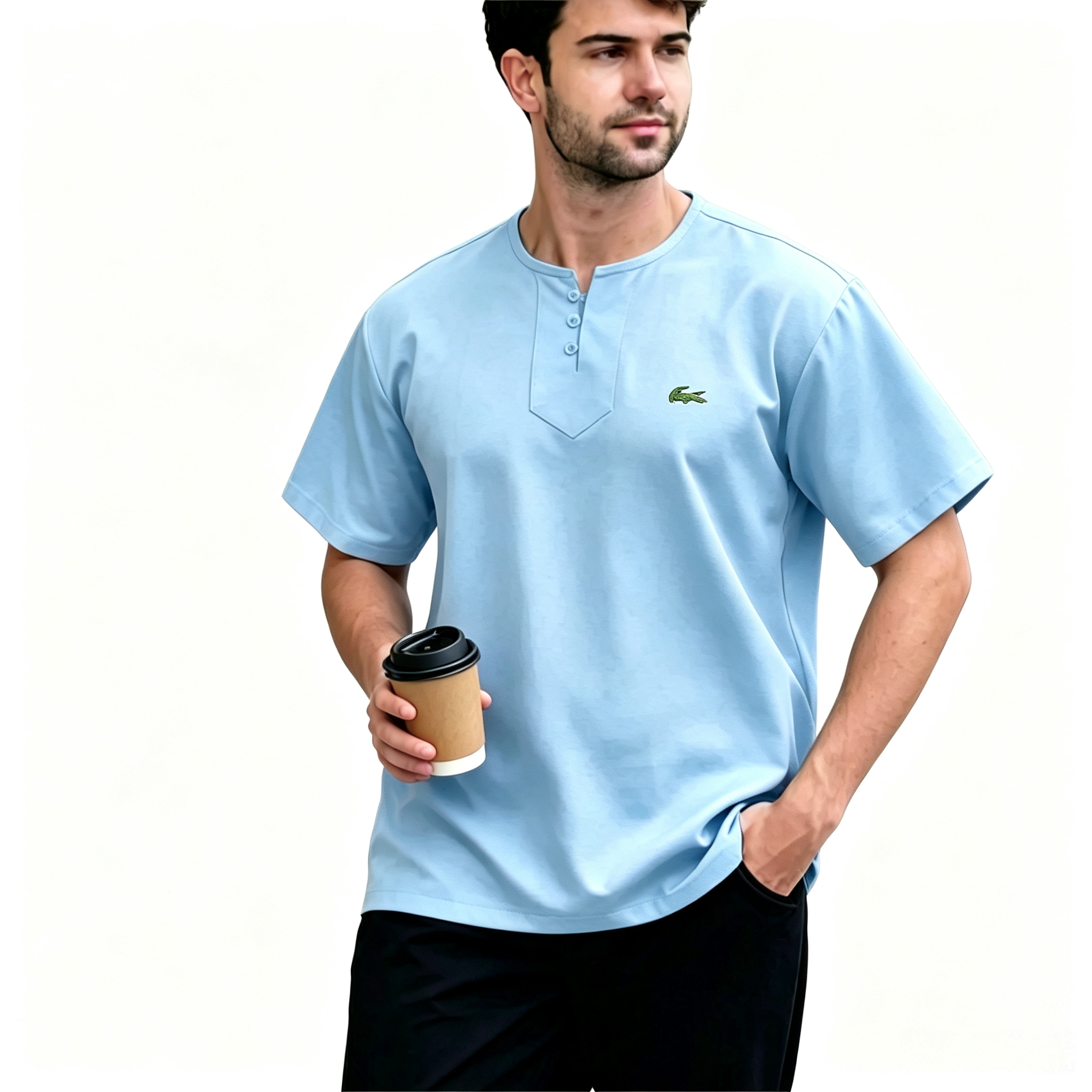Everyday Henley Kurta Red Comfort Fit